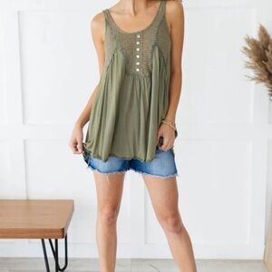 POL Boho Olive Green Sleeveless Jenna A Total Doll Top Size Small #996